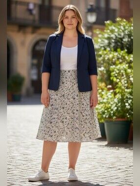 COLDWATER CREEK | ✨ 💠 Blue & White Floral Print Skirt | EUC ✨ size 2X